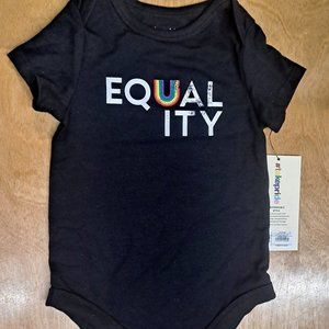 Takepride Baby One Piece - Black with "Equality" on the front - 12 Month New